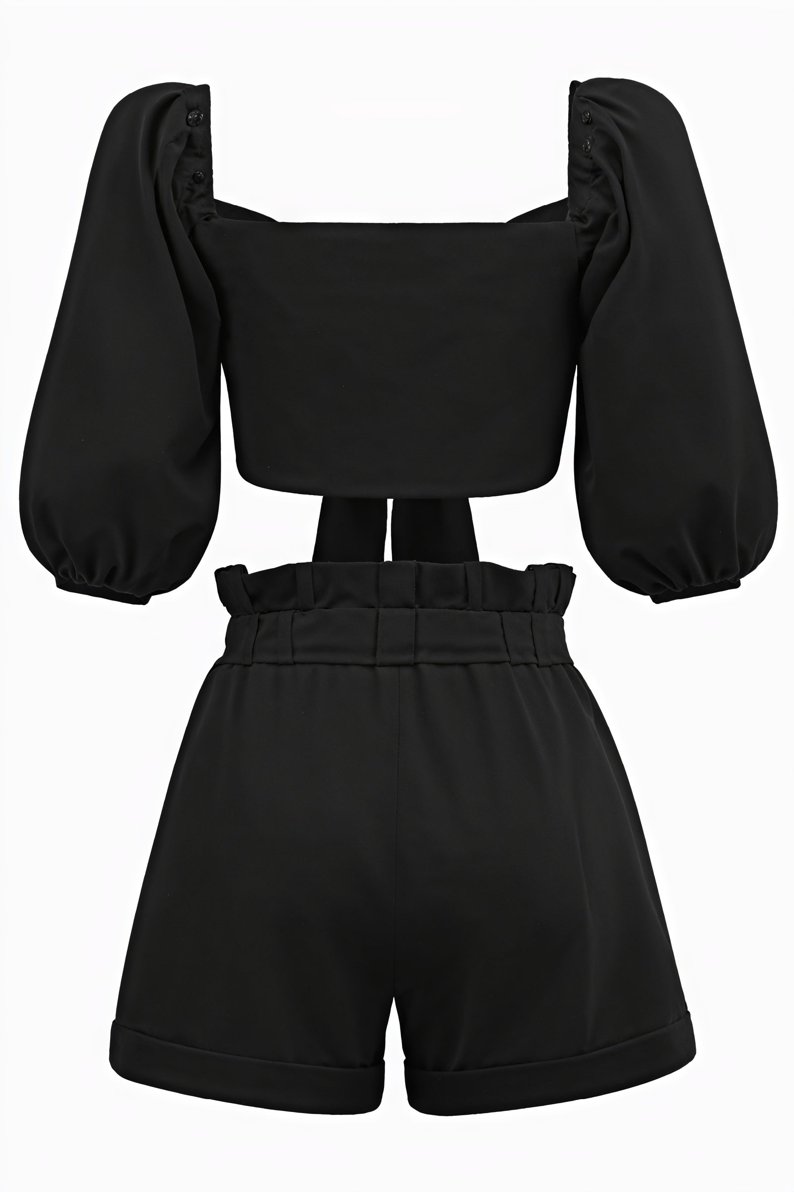 Cropped Top & Shorts Sæt - Højtaljet