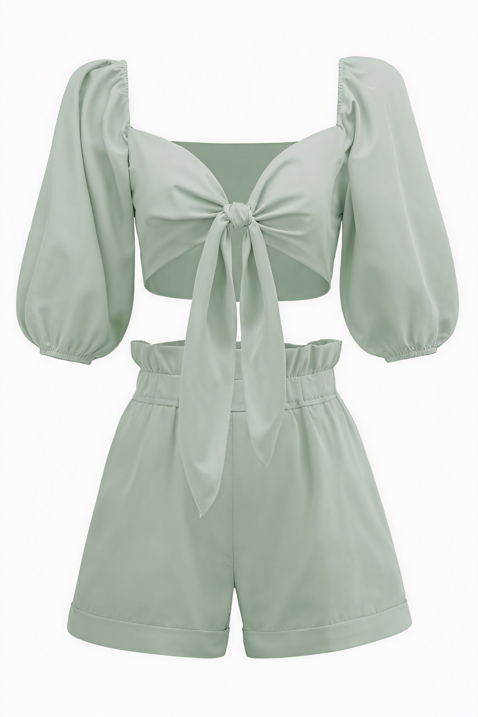 Cropped Top & Shorts Sæt - Højtaljet