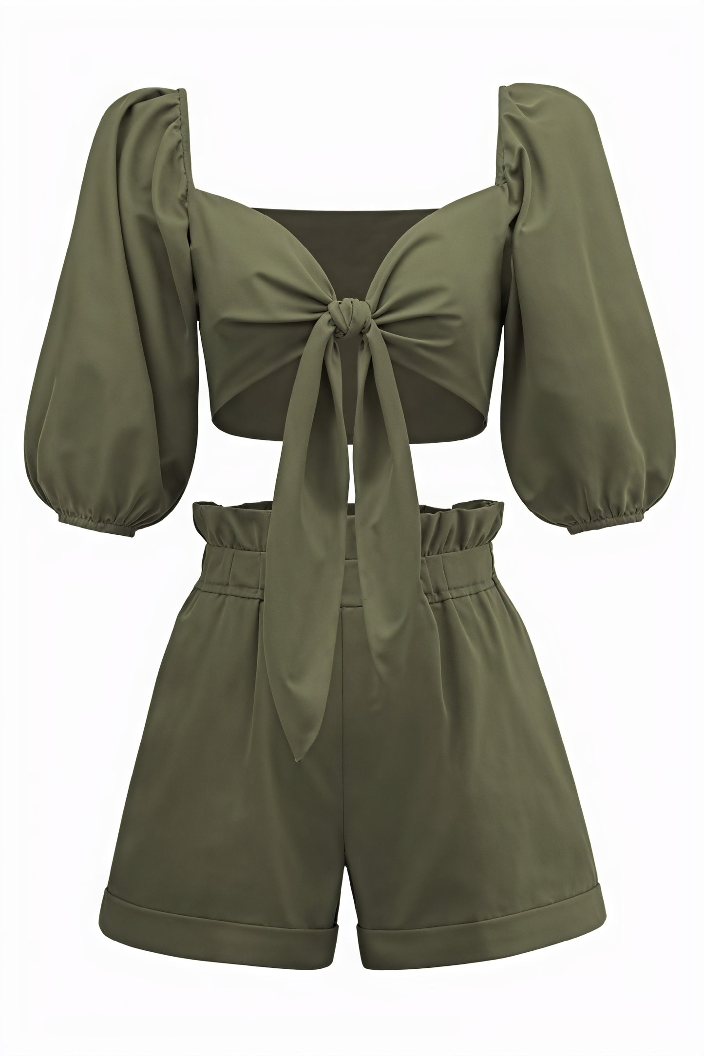 Cropped Top & Shorts Sæt - Højtaljet