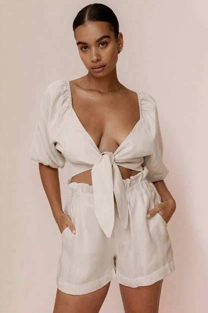 Top med V-udskæring og Bindebånd