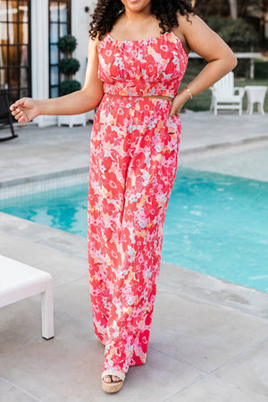 Blomstret Sommer Sæt - Cropped Top & Palazzo