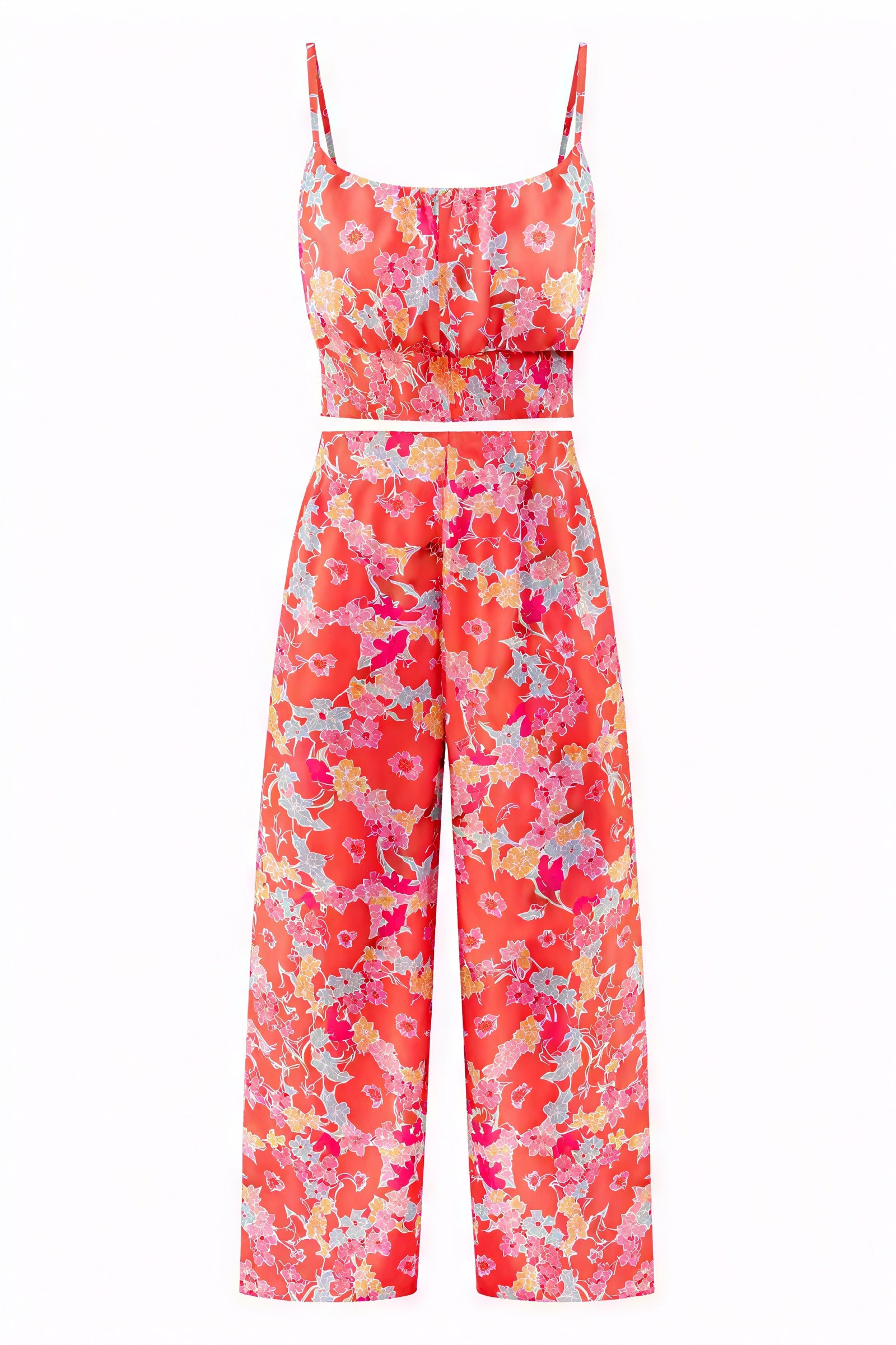 Blomstret Sommer Sæt - Cropped Top & Palazzo