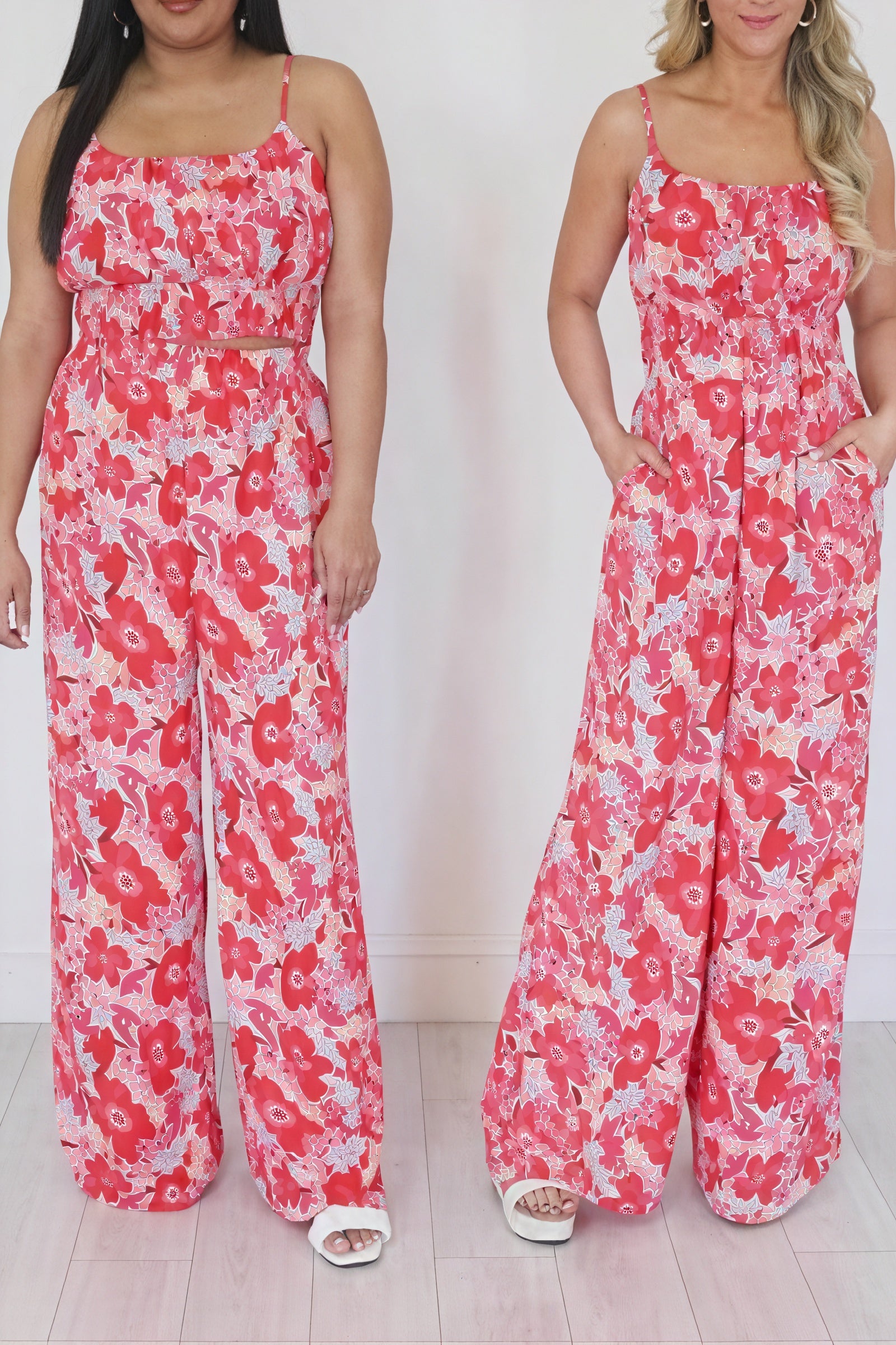 Blomstret Sommer Sæt - Cropped Top & Palazzo