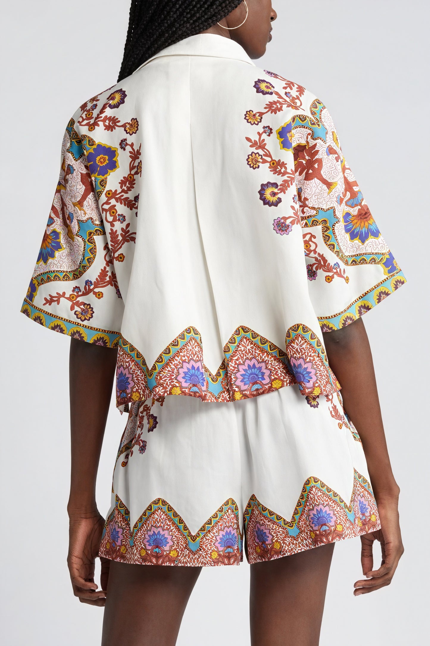 Paisley Sommerbluse med Korte Ærmer