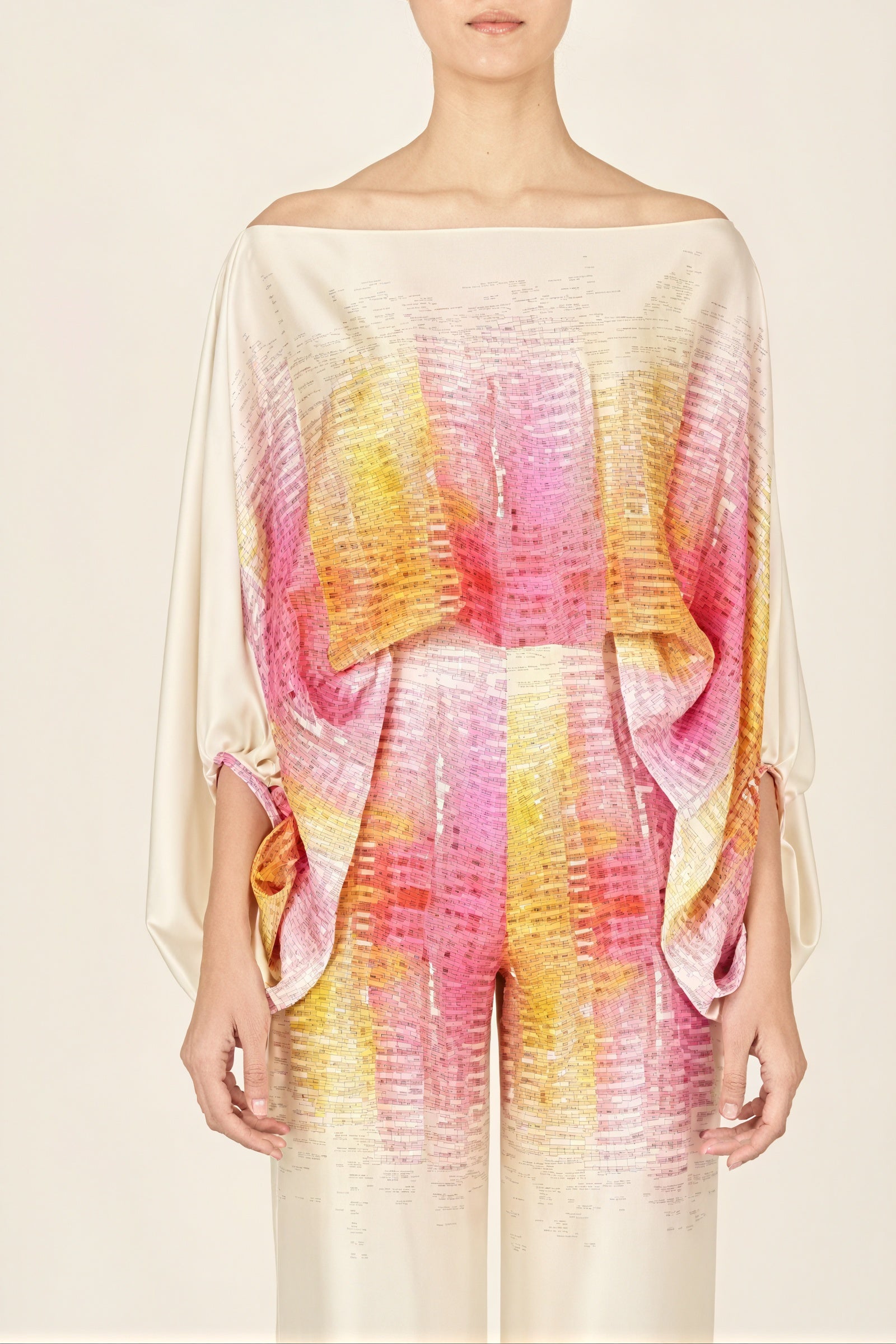 Abstrakt Suit med Off-Shoulder og Bred Ben