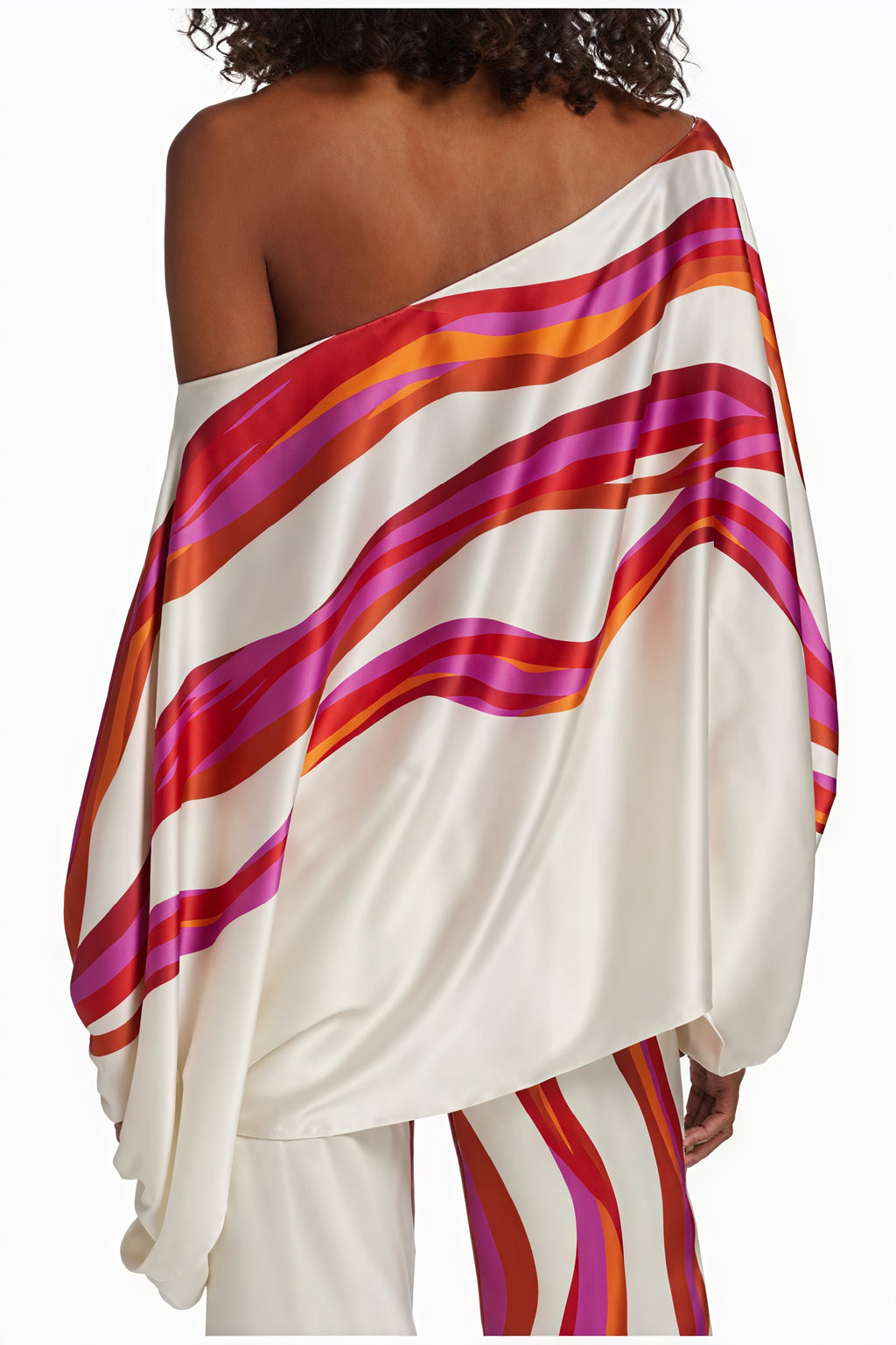 Asymmetrisk One-Shoulder Top med Voluminøst Ærme