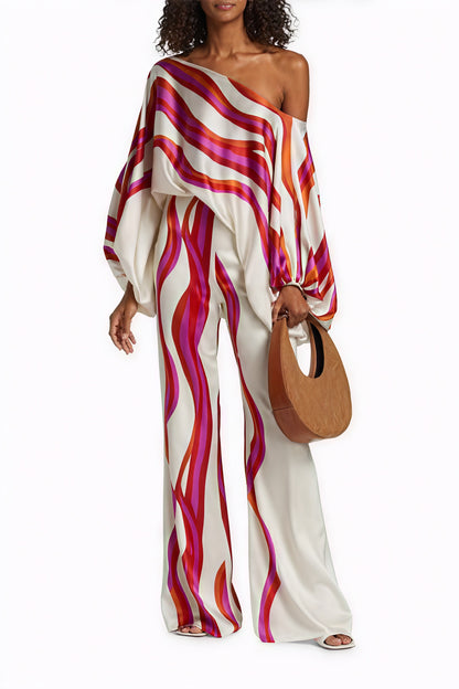 Asymmetrisk One-Shoulder Top med Voluminøst Ærme