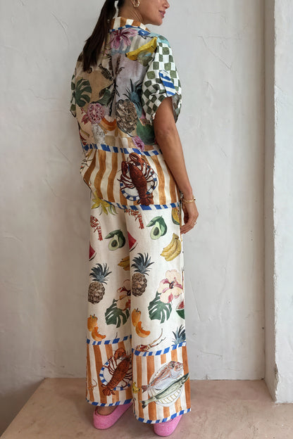 Frugtprintet Sommerdragt - Bred Ben & Afslappet Fit