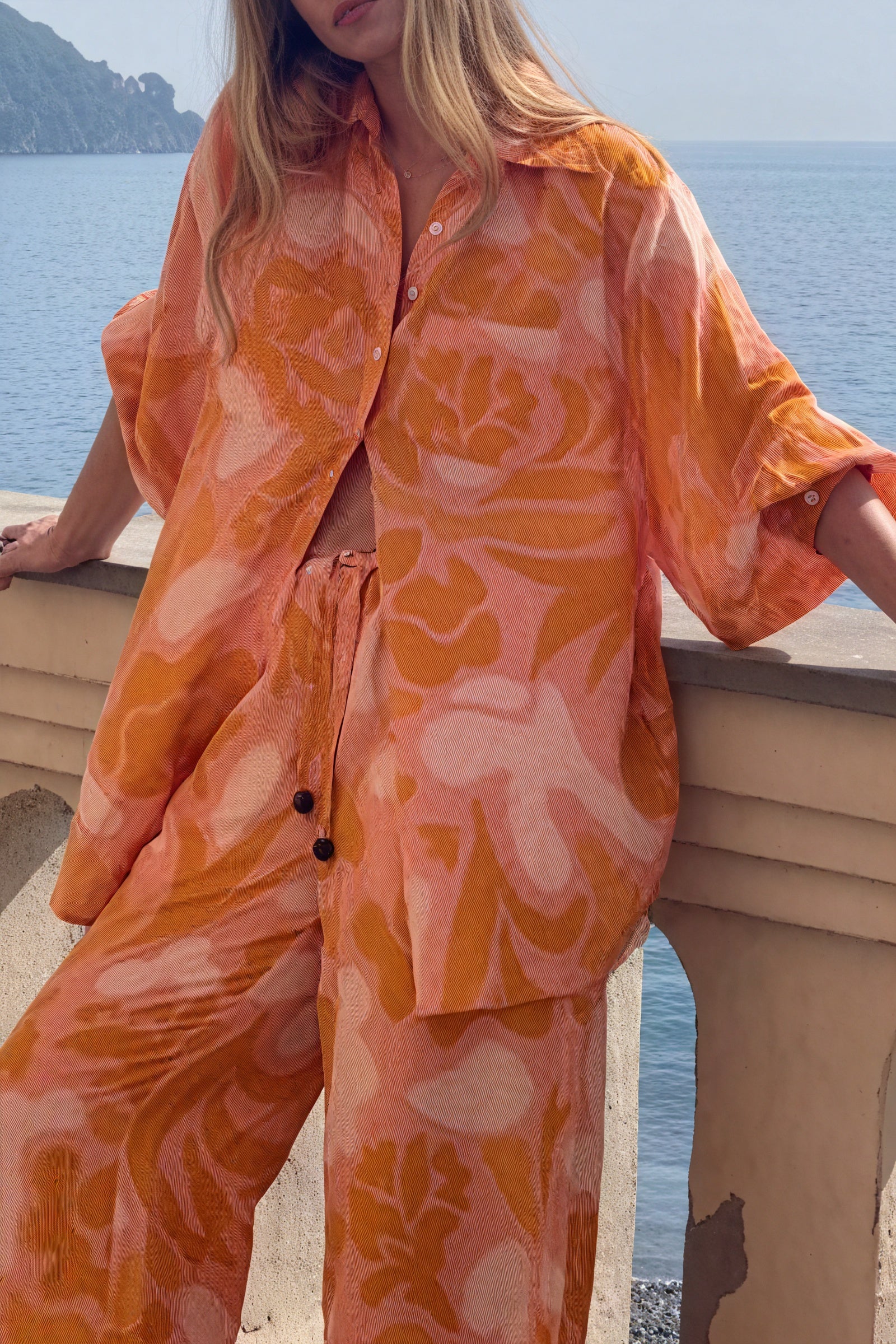 Afslappet Pyjamas Sæt med Abstrakt Print