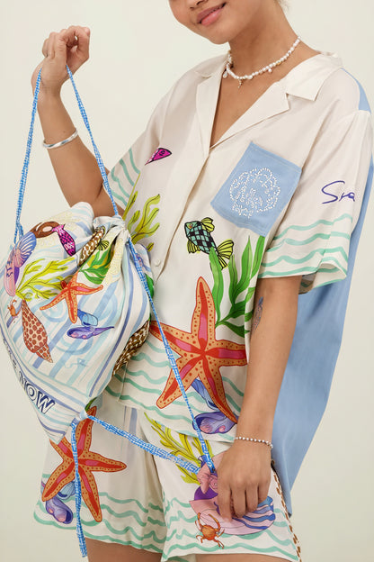 Maritim Skjorte med Broderi Brystlomme