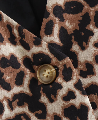 Leopard Vest med V-udskæring og Knapper