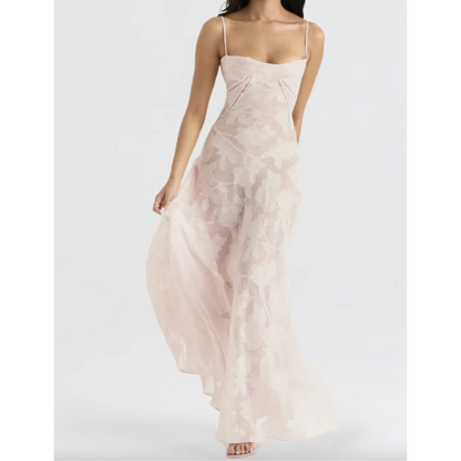 A-linje Gulvlang Kjole med Stropper