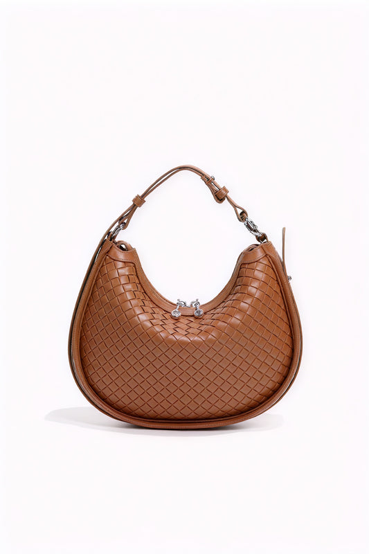 Elegant Vævet Crescent Håndtaske