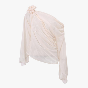 Rose Top - Asymmetrisk, Off-Shoulder