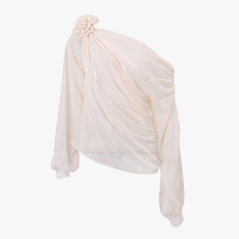 Rose Top - Asymmetrisk, Off-Shoulder