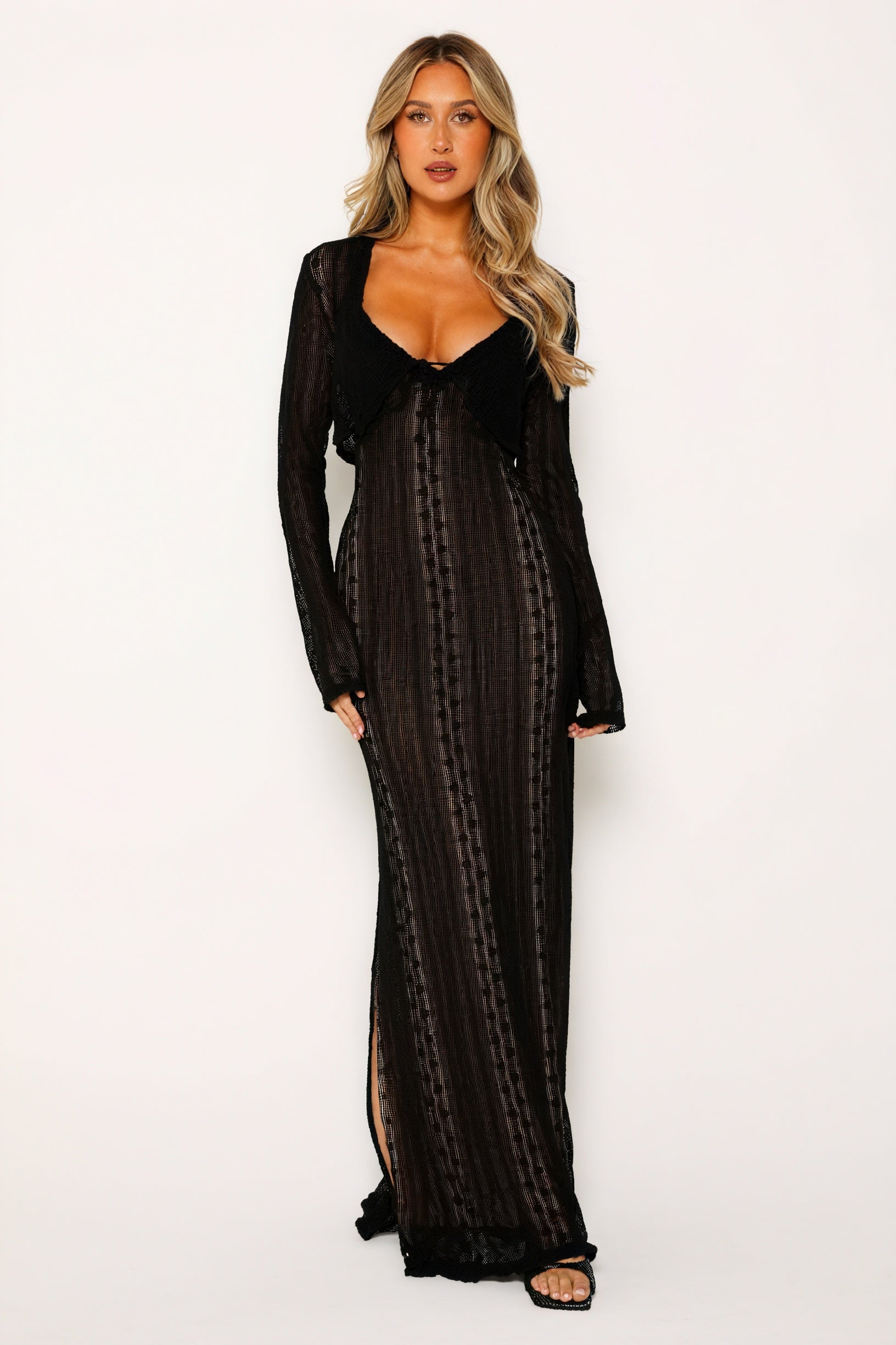 Elegant Kjole med Bolero & V-udskæring