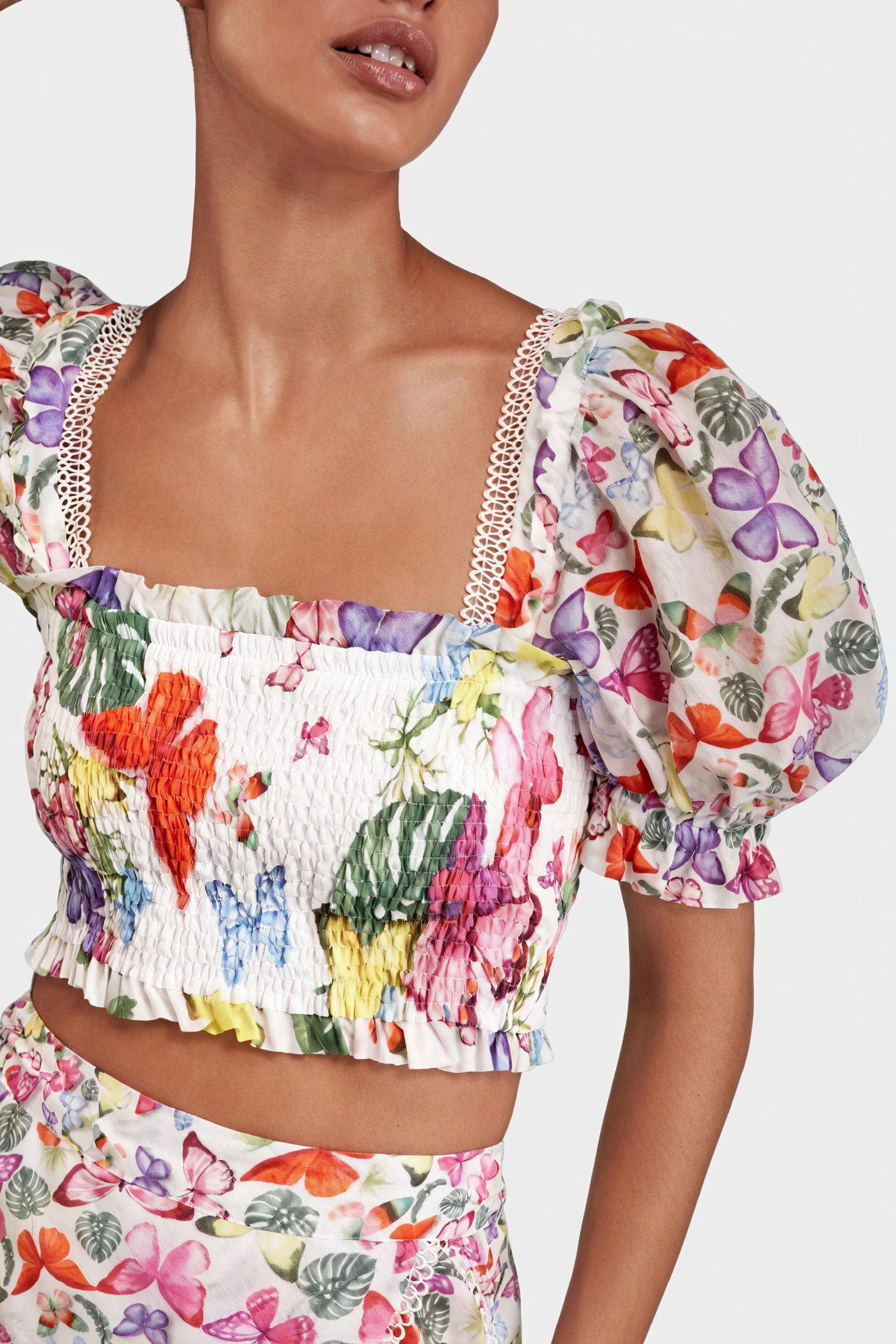 Blomstret Top og Nederdel - Boheme Sæt