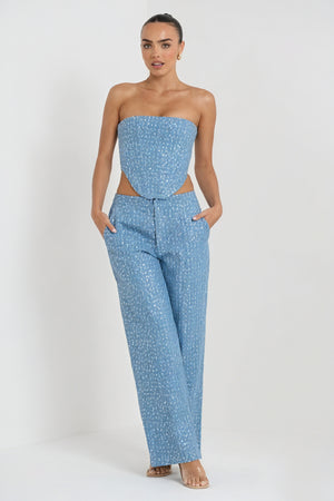 Paillet Aftenensemble med Corset-Top