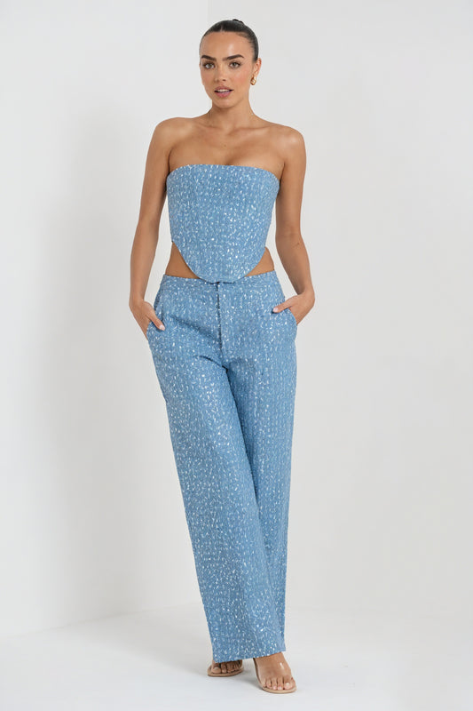 Paillet Aftenensemble med Corset-Top