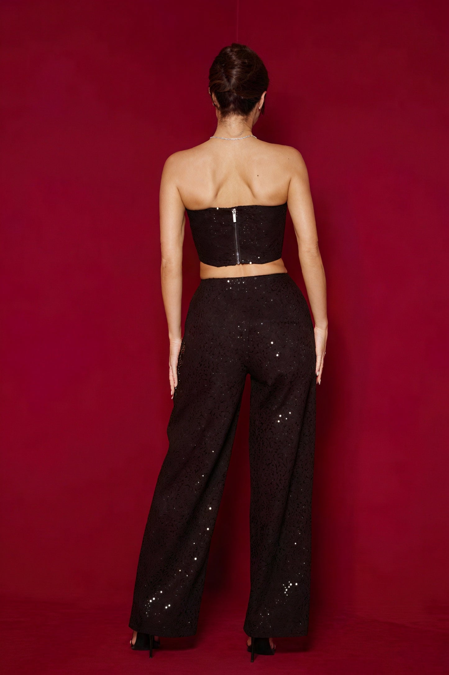 Paillet Aftenensemble med Corset-Top