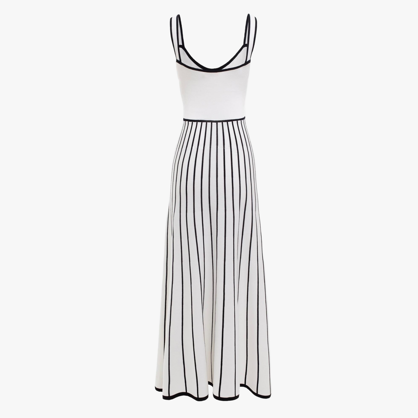 Stribet Midi Kjole med Knapper