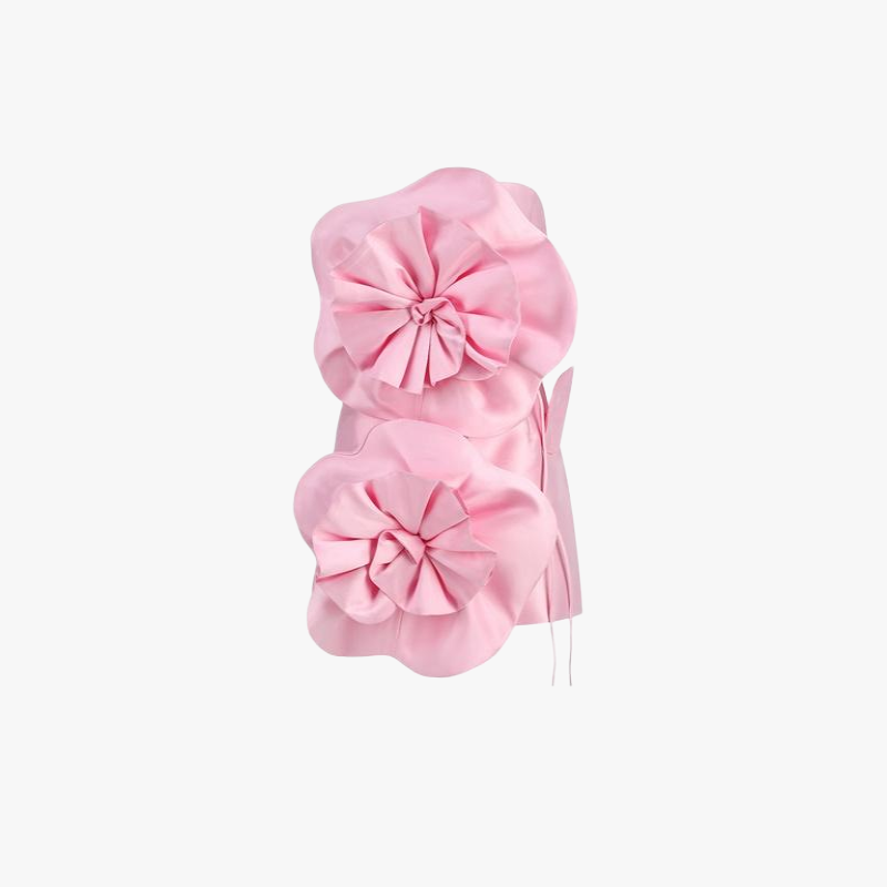 Skulpturel Mini Kjole med Rosetter