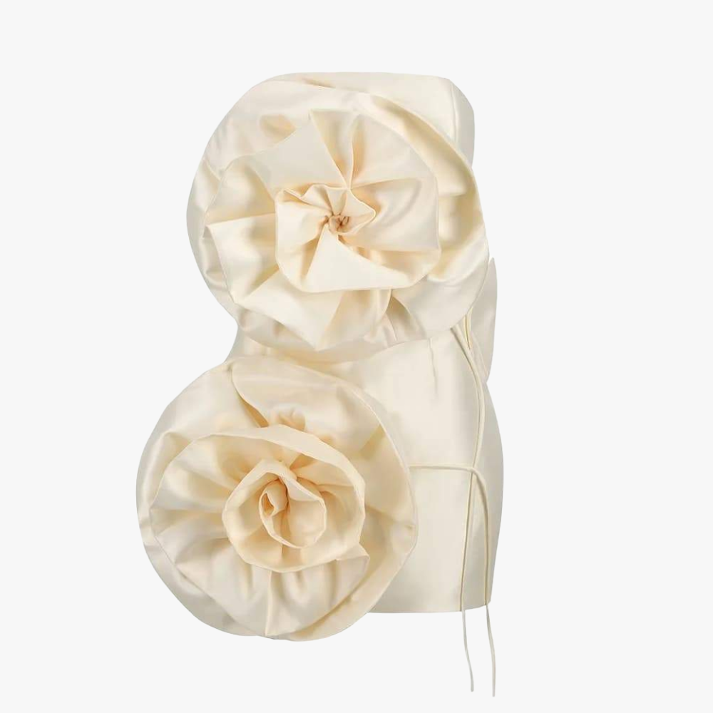 Skulpturel Mini Kjole med Rosetter
