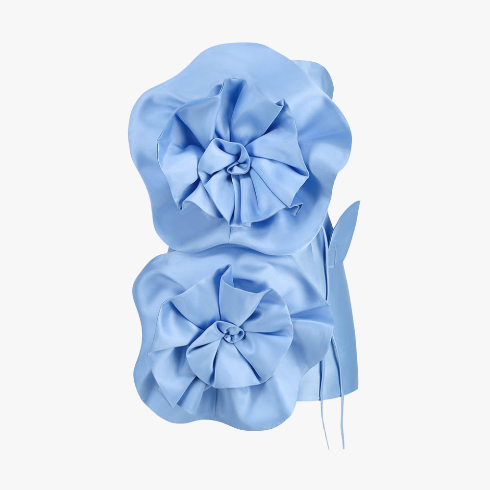 Skulpturel Mini Kjole med Rosetter