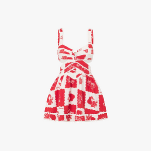 Blomstret Minikjole med V-udskæring og Cut-Out