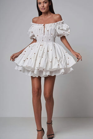 Broderet Sommerkjole med Off-Shoulder