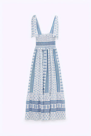 Sommerlig Midi Kjole - Blomsterprint og Smock