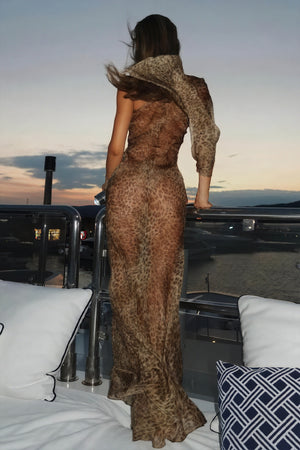 Boheme One-Shoulder Kjole med Dyreprint