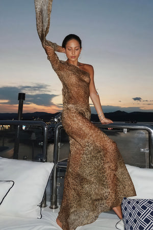 Boheme One-Shoulder Kjole med Dyreprint