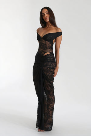 Blonde Aftenkjole - Off-Shoulder Maxi