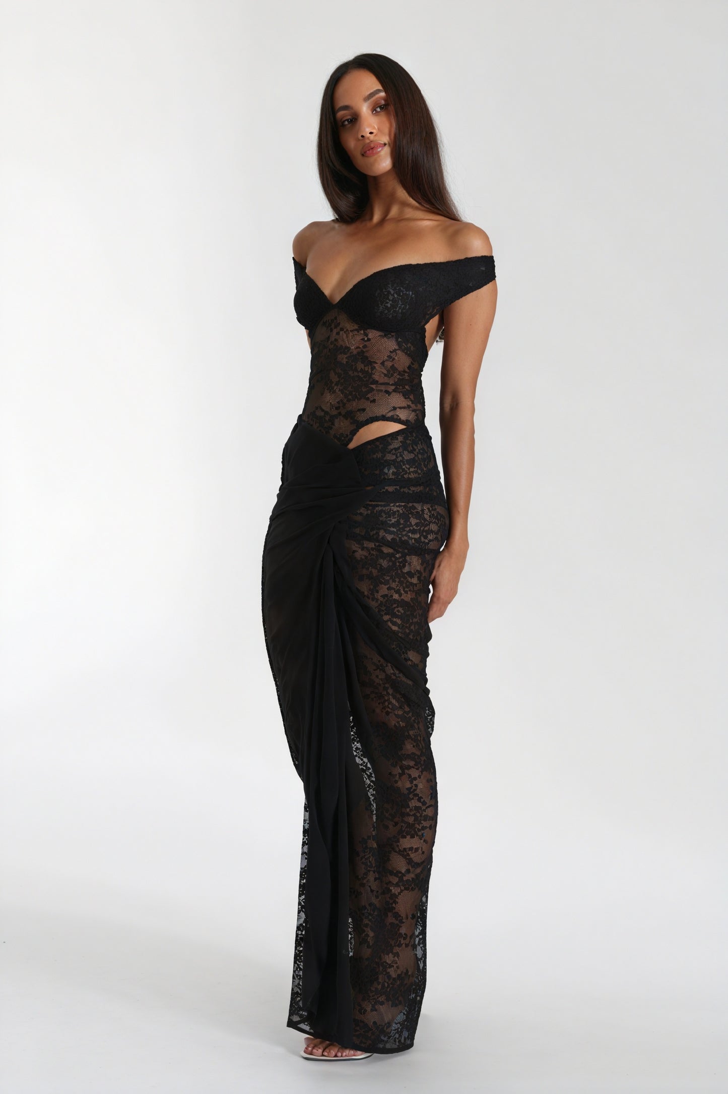 Blonde Aftenkjole - Off-Shoulder Maxi