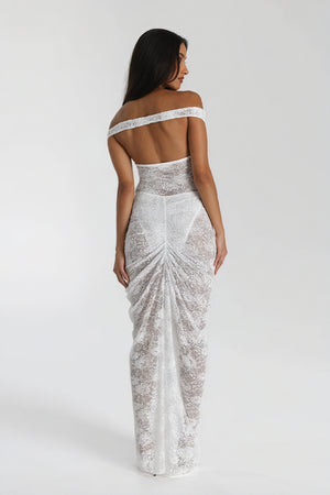 Blonde Aftenkjole - Off-Shoulder Maxi