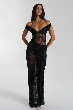 Blonde Aftenkjole - Off-Shoulder Maxi