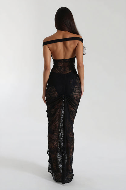 Blonde Aftenkjole - Off-Shoulder Maxi