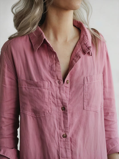 Afslappet Beklædningsgenstand - Knaplukning & Lange Ærmer