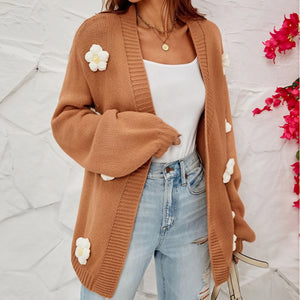 Blød Cardigan med Blomsterdetaljer
