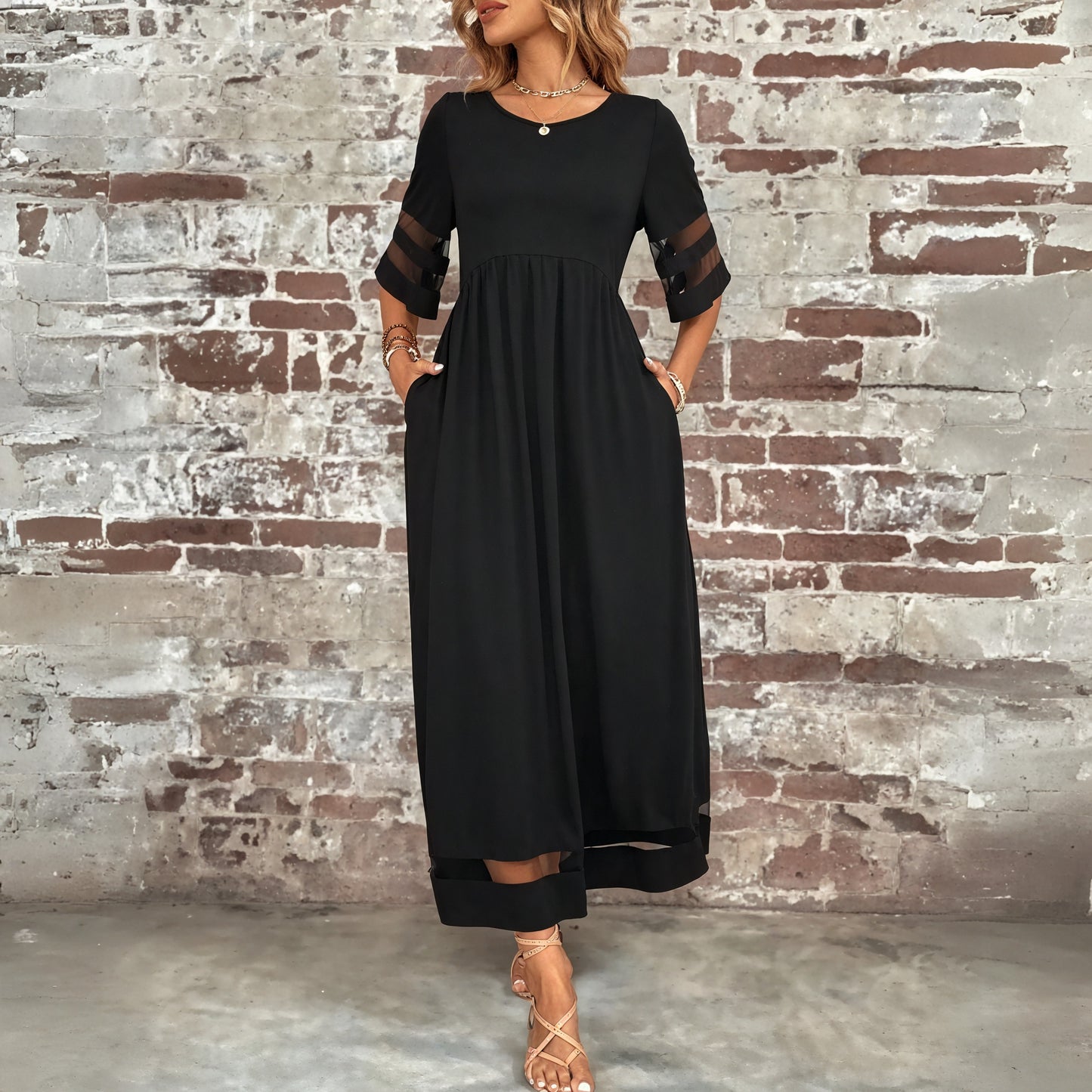 Boheme Maxikjole med Mesh