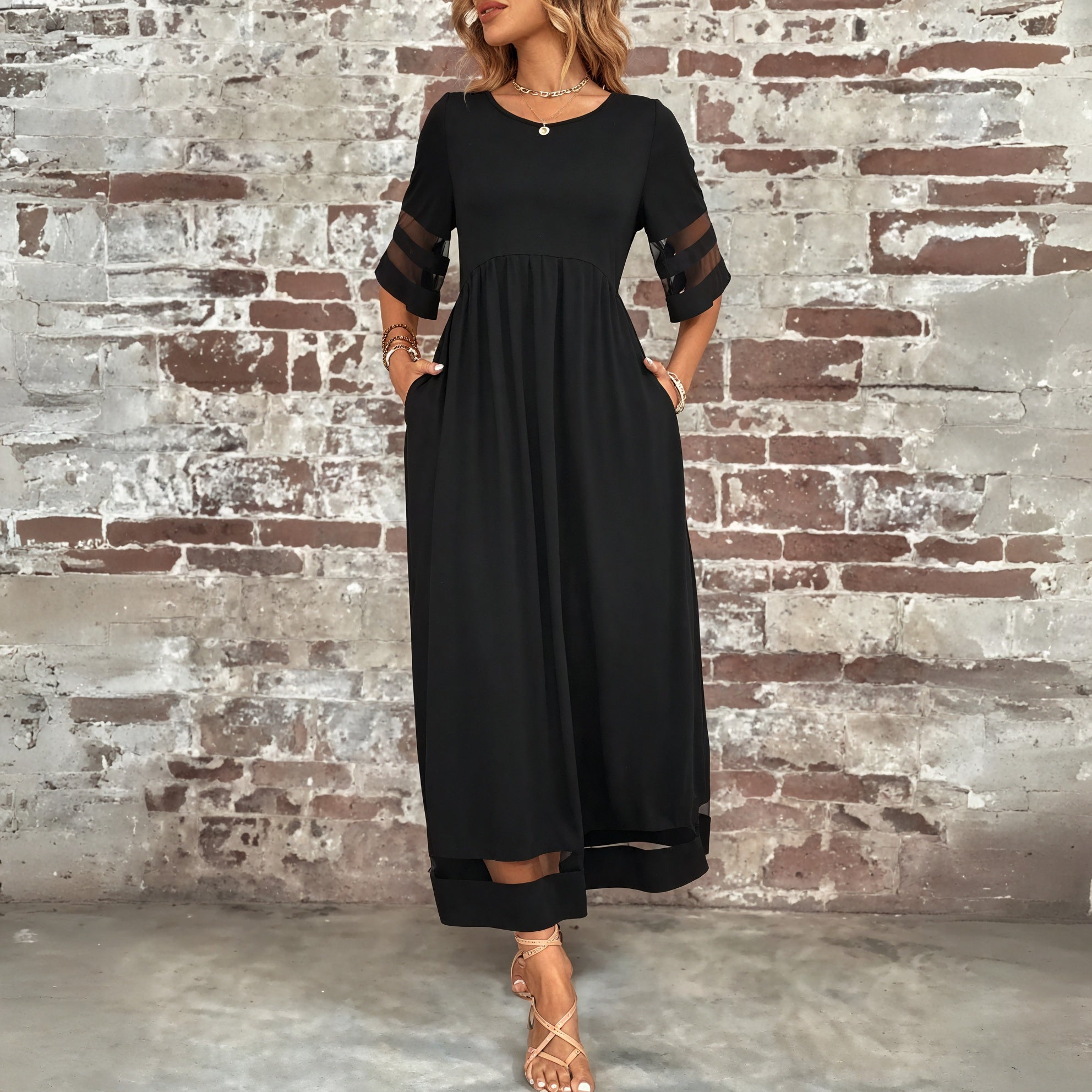 Boheme Maxikjole med Mesh