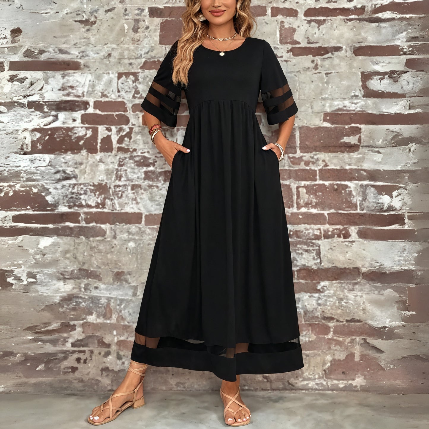 Boheme Maxikjole med Mesh