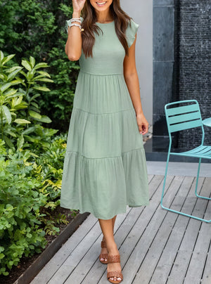 Damer Kjole Lagdelt Skørt Flæseærmer Let Fald Komfortabel Pasform Sommer Casual Stil-81634-fa5a4ba8-d016-44bf-964d-cf580f55dacd