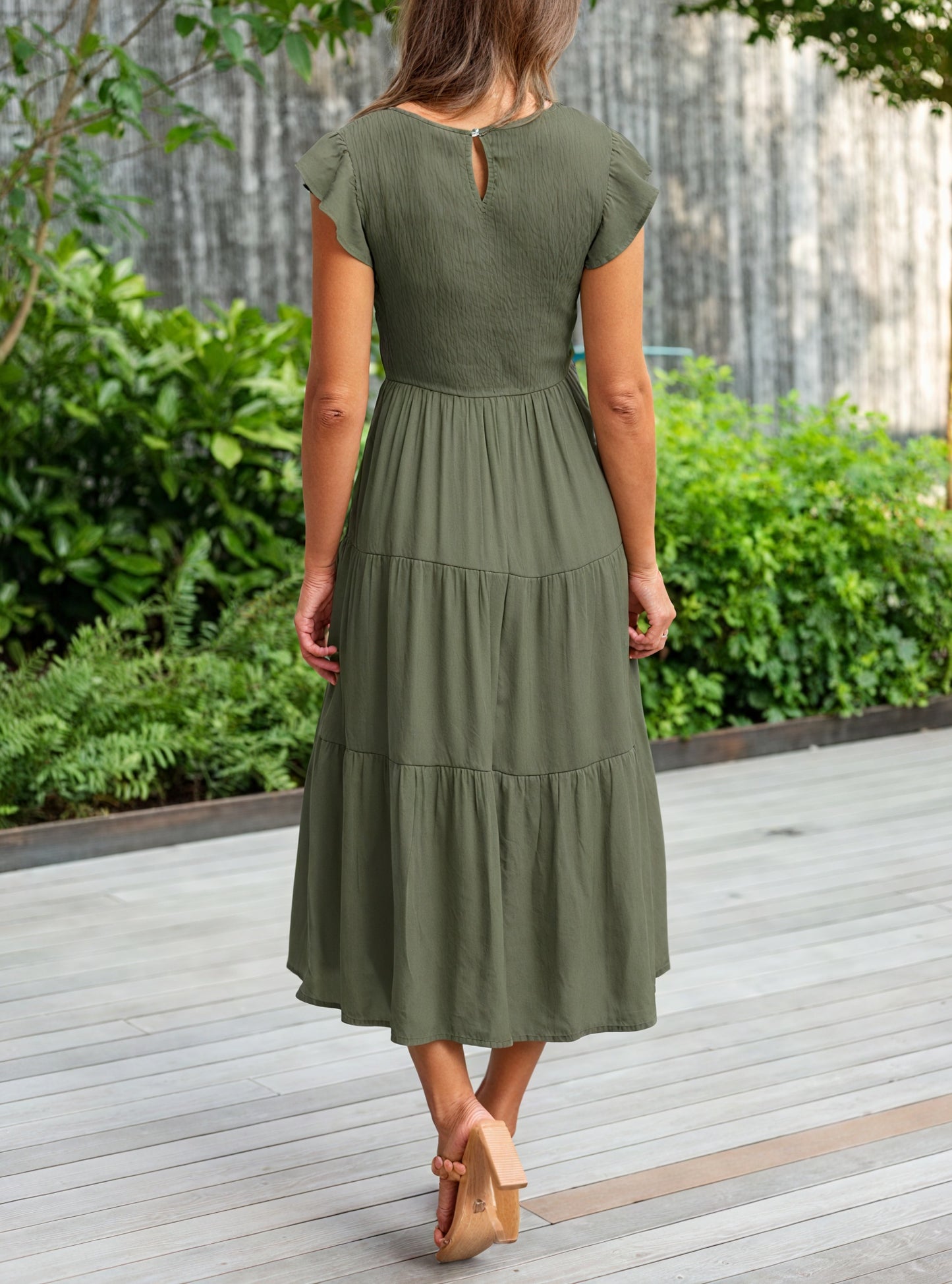 Damer Kjole Lagdelt Skørt Flæseærmer Let Fald Komfortabel Pasform Sommer Casual Stil-81634-56c92725-79c5-43bd-8aee-c4dd3dbbbf32