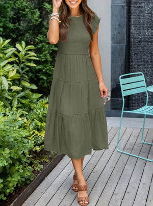 Damer Kjole Lagdelt Skørt Flæseærmer Let Fald Komfortabel Pasform Sommer Casual Stil-81634-a84ae634-4c35-4d5a-a8f9-593893f0fd25
