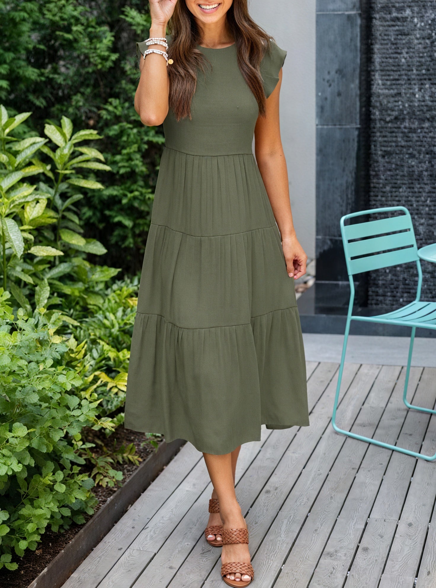 Damer Kjole Lagdelt Skørt Flæseærmer Let Fald Komfortabel Pasform Sommer Casual Stil-81634-a84ae634-4c35-4d5a-a8f9-593893f0fd25
