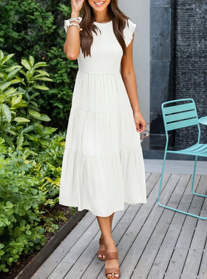 Damer Kjole Lagdelt Skørt Flæseærmer Let Fald Komfortabel Pasform Sommer Casual Stil-81634-8772daef-4cad-4f74-9bf3-c0775204a319