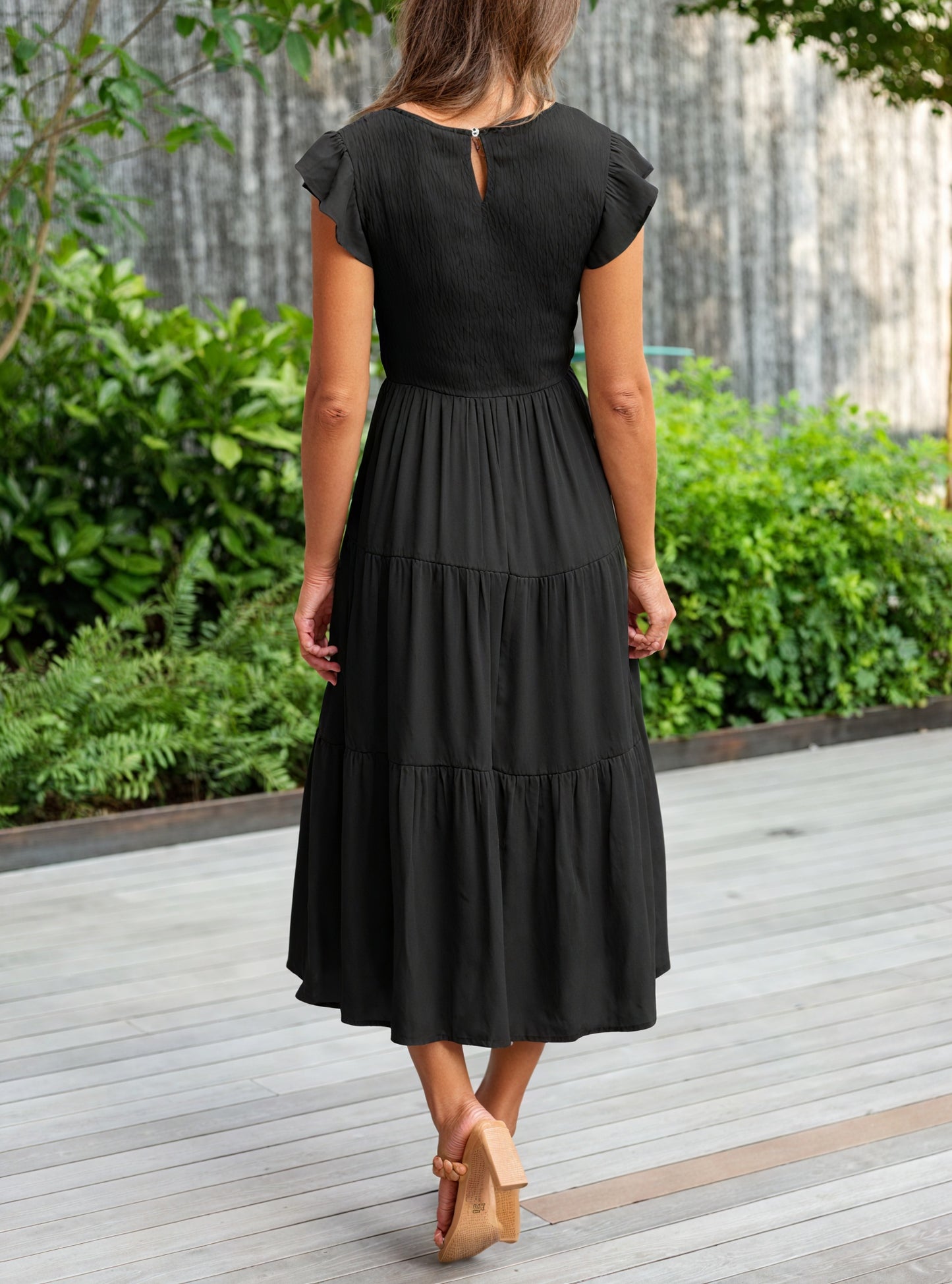Damer Kjole Lagdelt Skørt Flæseærmer Let Fald Komfortabel Pasform Sommer Casual Stil-81634-705c99f1-84b5-45f6-8a21-e1f0855866be