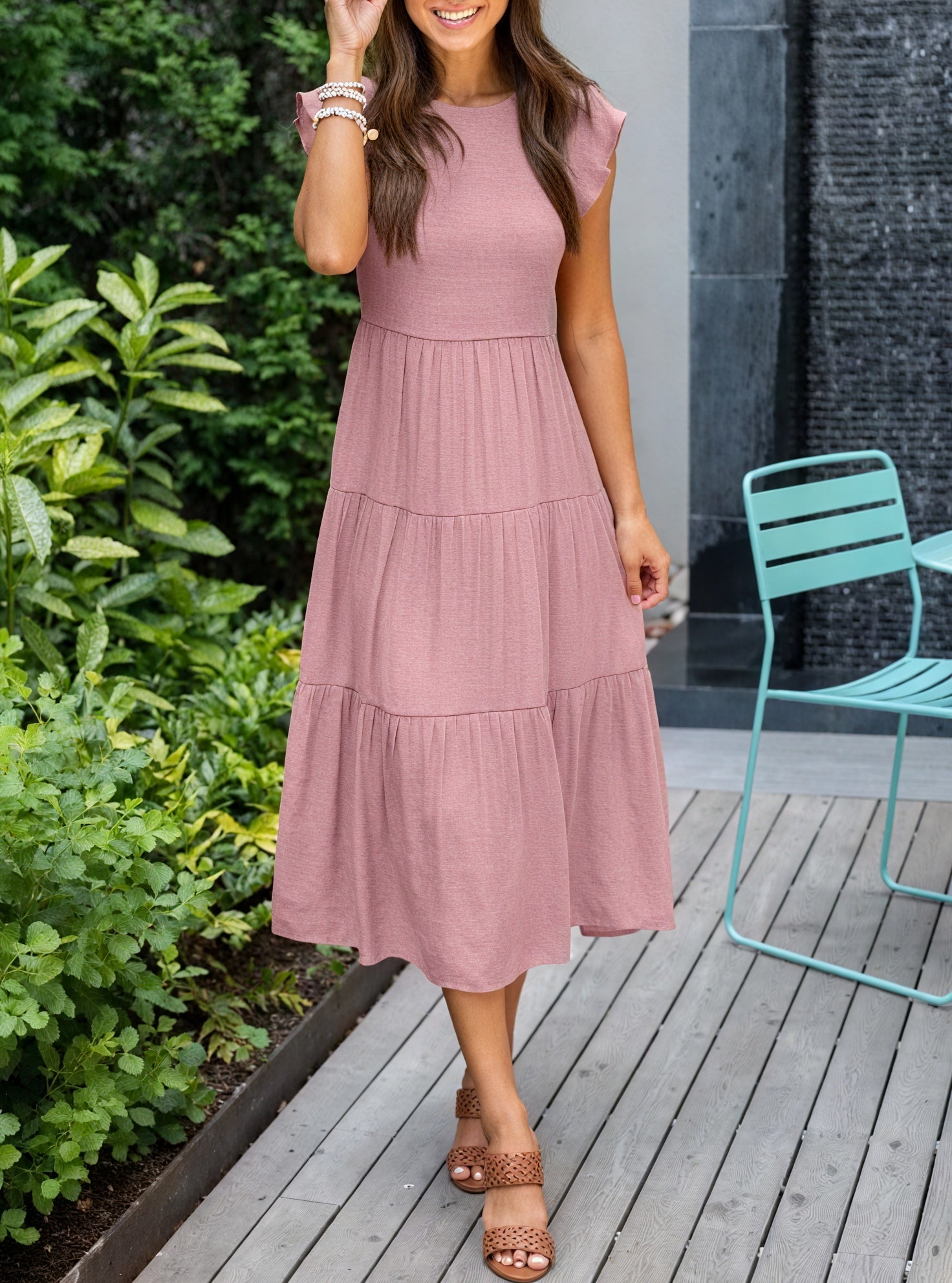 Damer Kjole Lagdelt Skørt Flæseærmer Let Fald Komfortabel Pasform Sommer Casual Stil-81634-707bab96-971a-4f96-a0e9-1b1aec4b4532